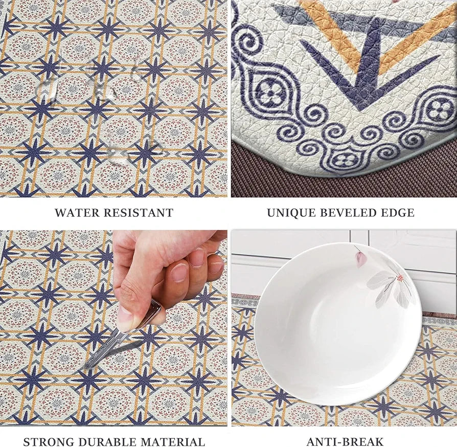 Luxe Home Columbo Anti-Fatigue Kitchen Mat - 45x75 cm Non-Slip Cushioned Comfort Mat - Moroccan Tile Pattern Standing Desk Mat - Waterproof and Easy to Clean for Home and Office